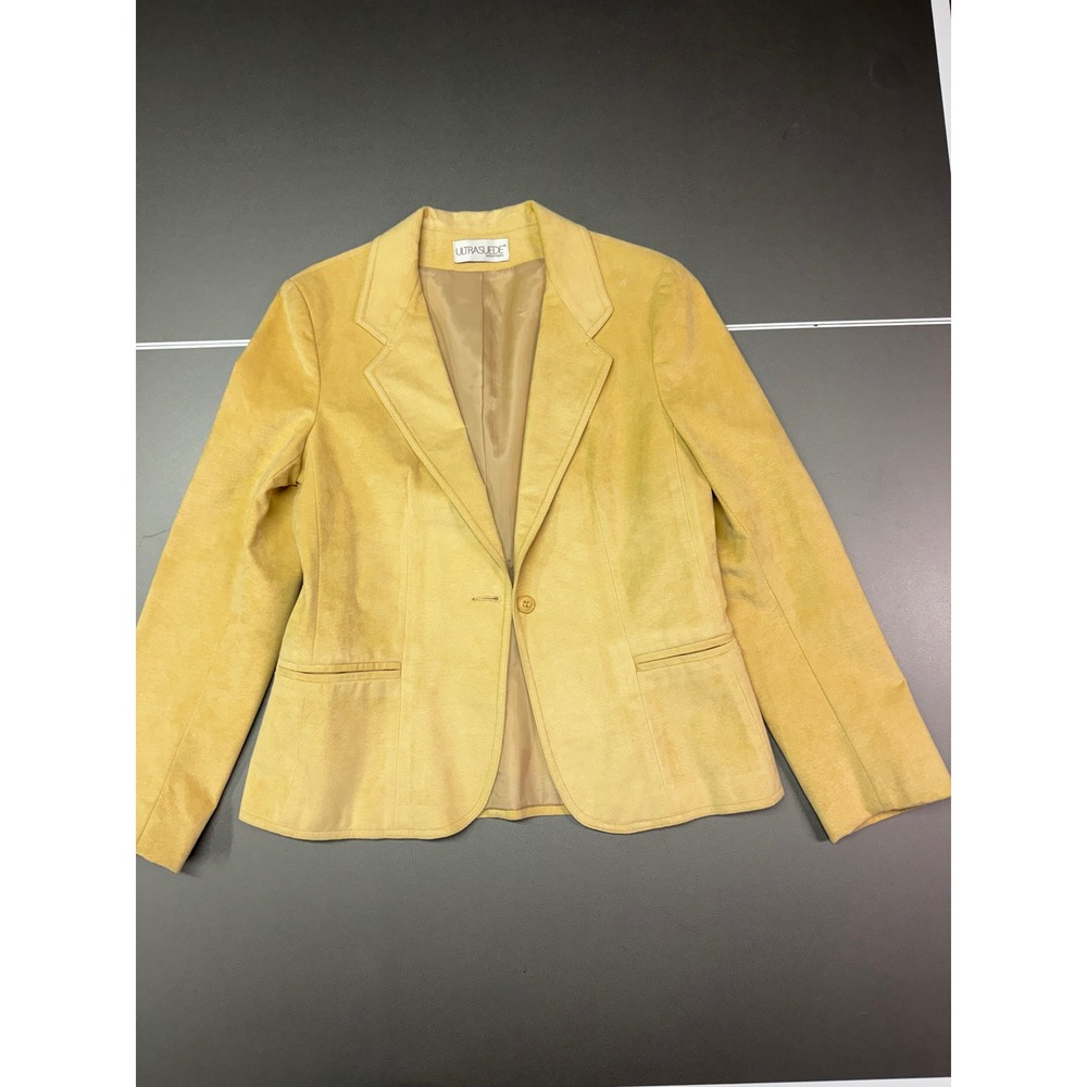 Vintage Count Romi Ultrasuede Blazer Jacket Mustard Yellow Size 10 Single Button